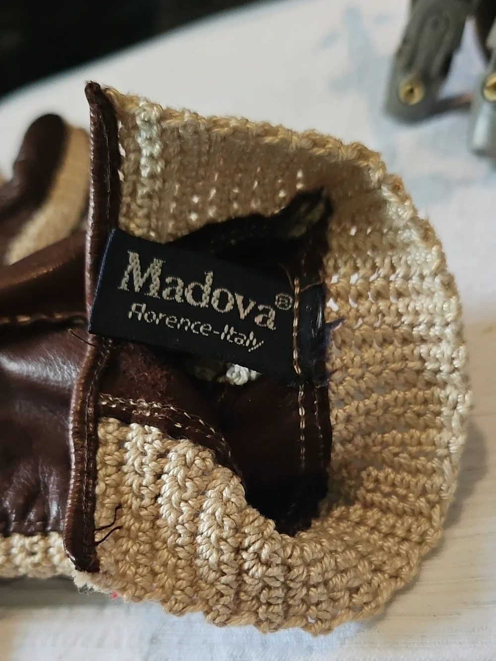 Madova Butter Leather And Knit Driving Gloves Size 7 1/2